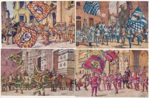 9 db RÉGI motívum képeslap: zászlók  / 9 pre-1945 motive postcards: flags, Selva