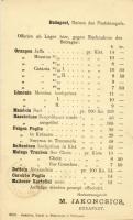 1880 Budapesti gyümölcskereskedő árjegyzéke díjjegyes levelezőlap hátoldalán