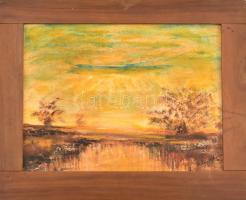 Mednyánszky jelzéssel: Fények. Olaj, karton, fa keretben, 21x27 cm