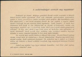 1943 Bp., Kőbányai Izraelita Hitközség Elöljárósága által kiadott felhívás