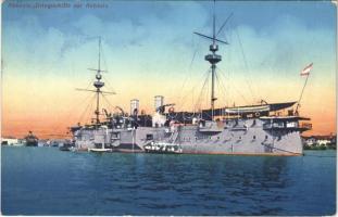 K.u.K. Kriegsmarine Kriegsschiffe vor Abbazia / Austro-Hungarian Navy ironclaid warship by Opatija. Buchhandlung Mandria