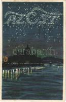 Az Est napilap reklámja / Hungarian newspaper advertisement art postcard