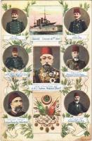 SMJ Sultan Mehmed Khan V., Hamidie Croisseur de 1ere classe / Turkish military chiefs and leaders of the Ottoman Empire. Art Nouveau, floral (fl)