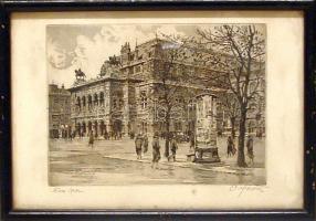 cca 1920 A Bécsi opera szignált rézkarc A Förster jelzéssel keretben 26x18cm (háború előtti bolti címkével)