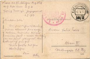 1917 Kotor, Cattaro; + "K.U.K. HAUPTFELDPOSTAMT 400/III" (EK)
