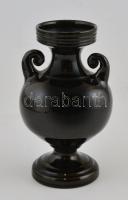 Fekete mázas kerámia váza. Jelzés nélkül, alján sérült. 20 cm
