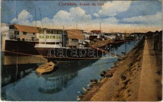 1918 Corabia, Vedere din Port / port, steamship, barge (crease)