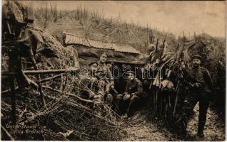 Unterstand Villa Erdloch. Kriegsbilder aus dem Westen / WWI German military, soldiers in the trenches, shelter (fl)