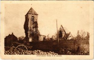 Zerschossene Kirche in St. Laurenc / WWI German military, church ruins (EK)