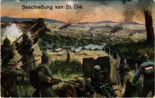 1916 Beschießung von St. Dié / WWI German military art postcard (fl)