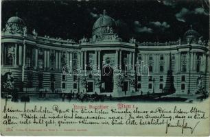 1899 Wien, Vienna, Bécs I. Neues Burgtor / castle gate at night (EK)