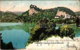 1906 Bled, Veldes; vom Hotel Mallner / view from the hotel, castle. Verlag B. Lergetporer (EB)