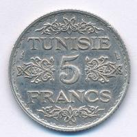 Tunézia 1935. 5Fr Ag T:2 Tunisia 1935. 5 Francs Ag C:XF Krause KM#261