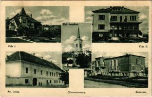 1941 Simontornya, Villa, Református templom, Római katolikus iskola, Kultúrház. Hangya kiadása (EK)