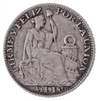 Peru 1896. 1/2D Ag T:2 Peru 1896. 1/2 Dinero Ag C:XF Krause KM#206