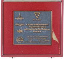 1977. "1969-1977 - A közúti járműfejlesztési kormányprogram végrehajtásában végzett eredményes munkájáért - Vas-, Fém-, és Villamosenergiaipari Dolgozók Szakszervezete - KISZ Központi Bizottsága - Kohó és Gépipari Minisztérium" Br plakett eredeti, sérült tokban (100x88mm) T:2