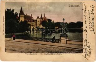 1904 Budapest XIV. Városligeti tó, Vajdahunyad vára. Ganz Antal 54. (fa)