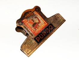 cca 1910 Purgo hashajtó-reklámos dekoratív fém iratcsipesz