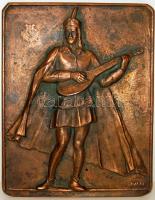 Iván Szilárd (1912-1988): Kuruc lantos, réz dombormű 17x21cm