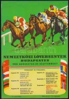 1958 Nemzetközi Lóversenyek Budapesten, s.: Pál György.. Villamosplakát 16x23,5 cm