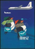 1961 IBUSZ - külfödi társas utazások repülőgépen, Malév, s.: Szilas Gy., Villamosplakát 16x23,5 cm