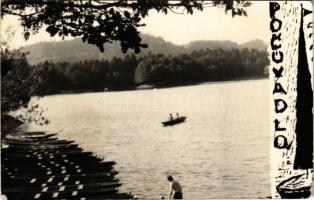 Bacsófalva, Pocsuvadlo, Pocuvadlo; Bacsófalvi-bányató, evezős csónakok / lake, rowing boats. photo (fa)