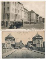 Szeged, Közúti híd, Bel- és bőrgyógyászati klinika - 2 db régi képeslap / 2 pre-1945 postcards