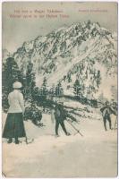 Tátra, Vysoké Tatry; Ferenc József csúcs télen, síelők / Stít Frantiska Jozefa / mountain peak, winter, skiing people
