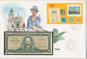 Kuba 1982. 1P felbélyegzett borítékban, bélyegzéssel T:1 Cuba 1982. 1 Peso in envelope with stamp and cancellation C:UNC