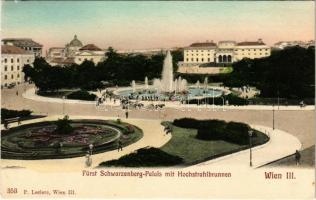 1914 Wien, Vienna, Bécs III. Fürst Schwarzenberg-Palais mit Hochstrahlbrunnen / palace, fountain. P. Leclerc 353.