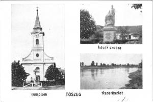 1942 Tószeg (Szolnok), templom, Tisza, Hősök szobra