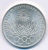 NSZK 1972G 10M Ag Olimpia-München / Olimpiai Láng T:1- FRG 1972G 10 Mark Ag Olympic Games Munich / Olympic Flame C:AU Krause KM#135