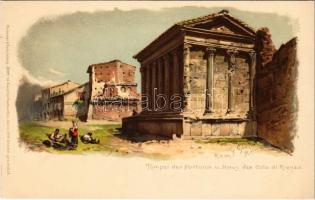 Roma, Rome; Tempel der Fortuna u. Haus des Cola di Rienzo. Meissner & Buch Rom 12 Künstler-Postkarten Serie 1018. litho s: Gioja
