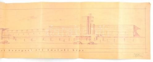 Az 1933-ban megnyitott kerepesi úti ügető (BÜE) távlati látványterve. Nagy méretű (a tervező: ifj. P...