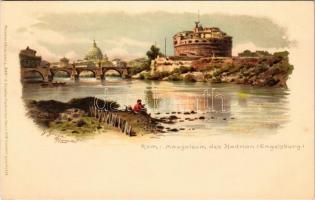 Roma, Rome; Mausoleum des Hadrian (Engelsburg). Meissner & Buch "Rom" 12 Künstler-Postkarten Serie 1018. litho s: Gioja