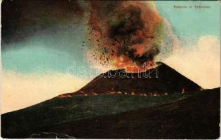 1911 Napoli, Naples; Vesuvio in eruzione / Mount Vesuvius erupting (tear)