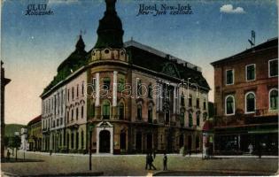 Kolozsvár, Cluj; New York szálloda, Schuster E. üzlete / Hotel New York, shops + 1940 Kolozsvár visszatért So. Stpl. (EK)