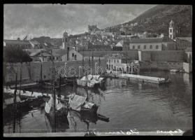 1901 Raguza, kikötő, 1 db vintage negatív Kerny István (1879-1963) budapesti fotóművész hagyatékából, 10x14 cm