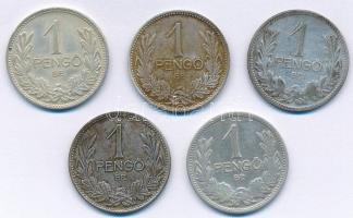 1926-1939. 1P Ag (5xklf, teljes sor) T:2,2- patina Adamo P6