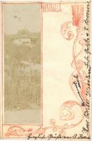 1901 Pócsmegyer-Leányfalu, Gusta Villa, szőlőskert. Saját kézzel rajzolt szecessziós fotó, Art Nouveau, photo (EB)