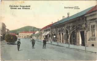 1914 Orsova, Széchenyi utca, lovasszekér, porcelán üzlet / street, horse carts, porcelain shop