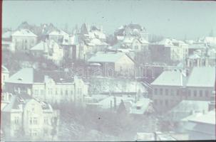 cca 1942 Budapesti városképek, kilátás a II. kerület, Nyúl utcai lakásból, 5 db vintage színes diapozitív felvétel Kerny István (1879-1963) budapesti fotóművész hagyatékából, 24x36 mm