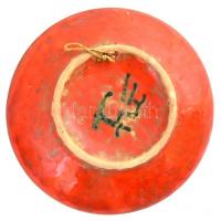 Jelzett, iparművész, mázas kerámia tál. Hajszálrepedéssel. d: 21 cm