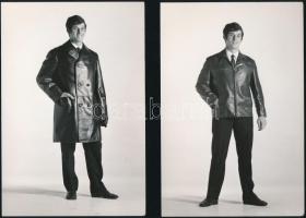 1969 Férfi divat, bőrkabátok és dzseki, 3 db vintage fotó, 17,5x11,8 cm