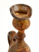 Egyedi gyertyatartó, irizáló eozin-szerű mázzal. Jelzett, hibátlan. 23 cm