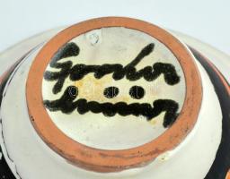 Gorka Lívia (1925-2011): Narancs, fehér kínáló tál. Festett, mázas kerámia, jelzett, javított sérülé...