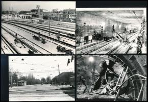 cca 1970-es években és az 1980-as években készült budapesti felvételek a metró építéséről, 21 db vintage fotó - városképek, életképek, munka fotók -, némelyik feliratozva és/vagy datálva, pecséttel jelezve, 9x13 cm és 18x24 cm között