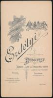 cca 1890 Budapest, Erdélyi Mór (1866-1934) császári és királyi udvari fényképész műtermében készült,...