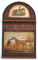 Vintage stílusú lovasokkal dekorált kulcstartó állvány 41x23 cm