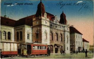 1920 Szeged, Vasútállomás, villamos (EK)